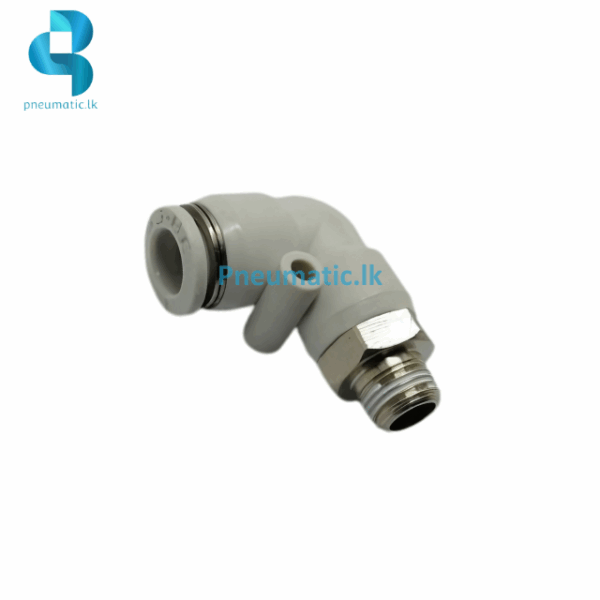 PL-C | Male Elbow L-Type Two-Pass | Push-in Connector | White Fitting - Image 2
